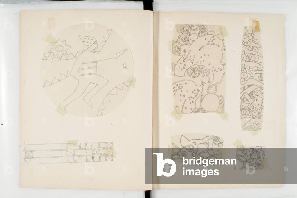 Album Of 400 Transfer Designs, With One colour Print (paper, pencil)