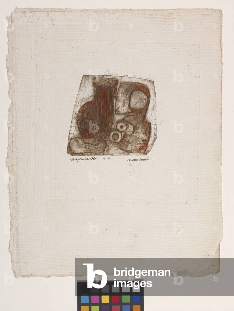 13 Septembre 1956 (colour engraving on zinc relief printed on hand-made laminated paper)
