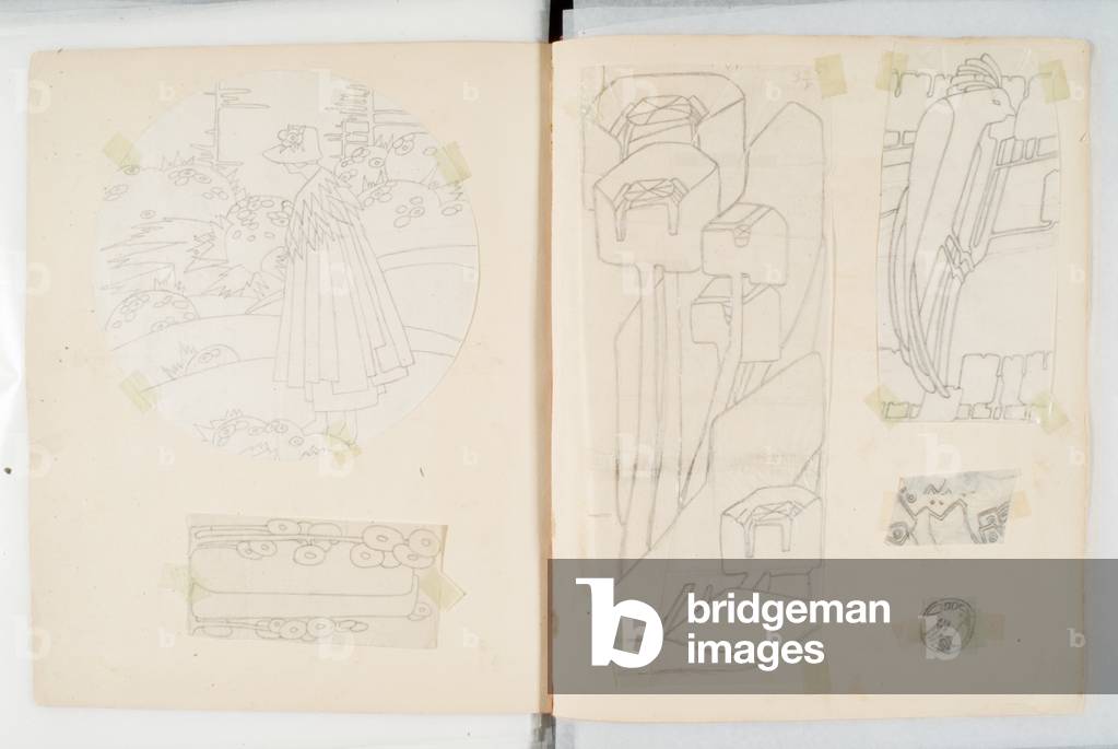 Album Of 400 Transfer Designs, With One colour Print (paper, pencil)