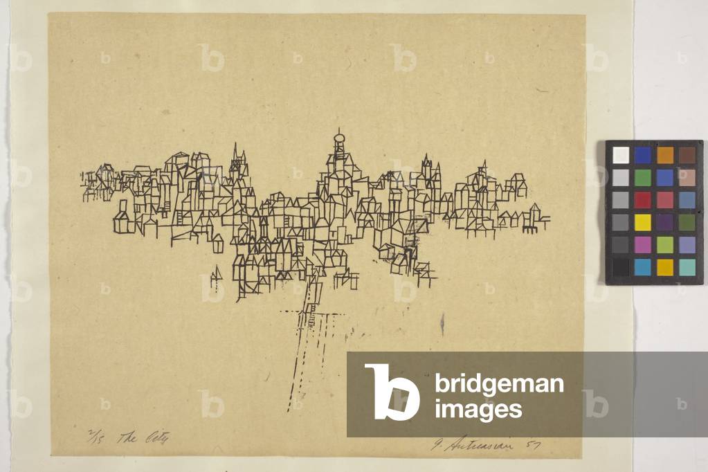 The City (lithograph on buff laid chinese paper, chine collé to white pelican paper)