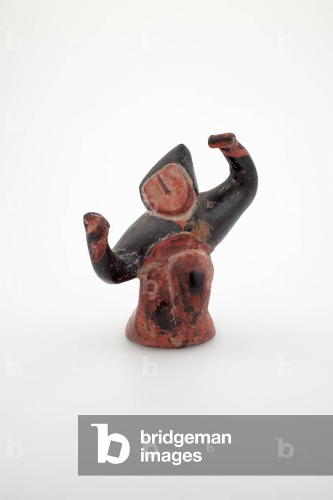 Dancer (grey earthenware with red and black painted decoration)
