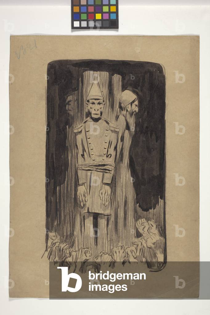 Political Cartoon (graphite and black ink wash on tan wove paper)