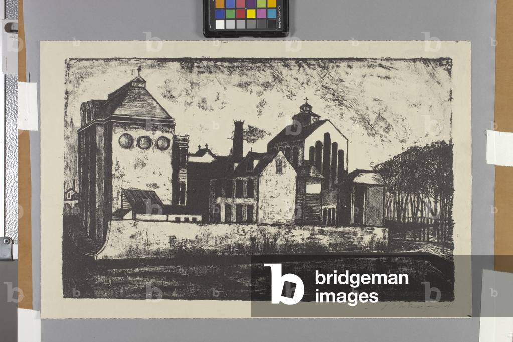 Untitled (lithograph on umbria paper tinted with green watercolour)