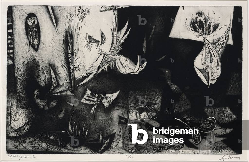 Falling Cock, 1951-53 (engraving & aquatint)