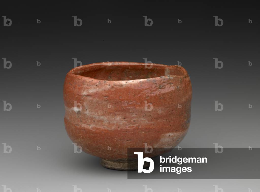 Raku Tea Bowl (stoneware with red and white glaze)