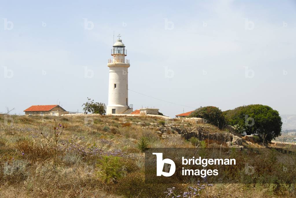 Lighthouse; near the Royal Tombs of Nea Paphos; Pafos; Southern Cyprus; Republic of Cyprus; Mediterranean Sea; Europe