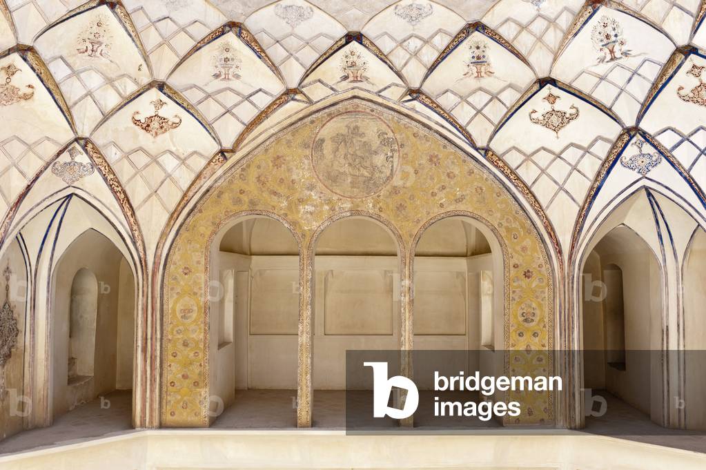 Decorated rooms; Chane-ye Tabatabayi; old mansion; Kashan; Isfahan Province; Iran; Asia