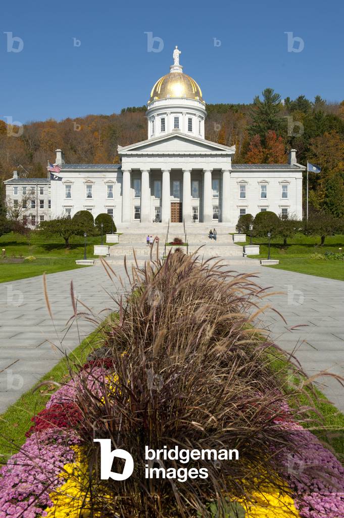 State Capitol with a golden dome; Montpelier; Vermont; New England; USA; North America