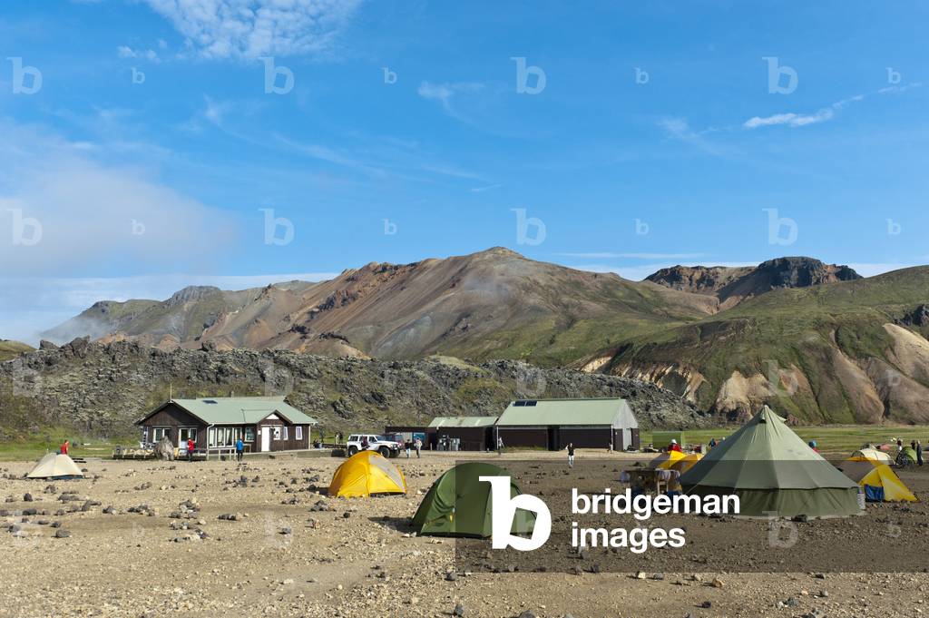 Campsite; Landmannalaugar; Rangarthing ytra; Iceland; Scandinavia; Europe