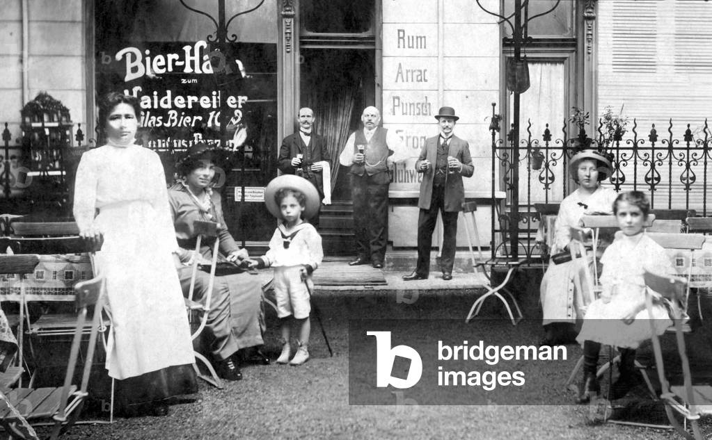 Terrace of a German beer bar (Biergarten).