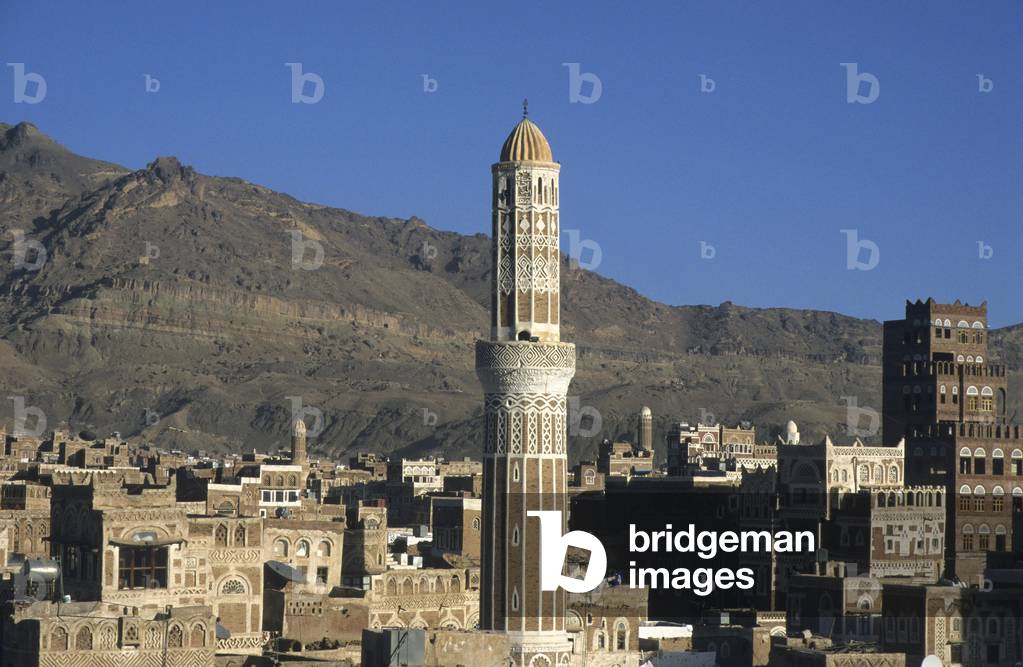 View over the rooftops and minarets in the historic centre of Sana'a, Sana'a Yemen, Middle East, Asia