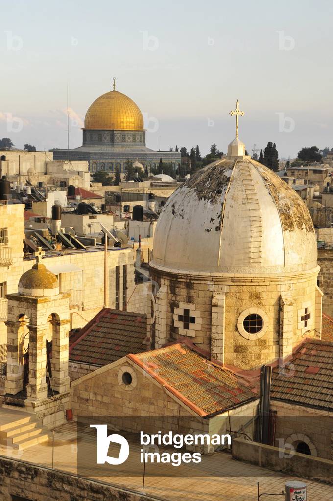 View of the historic centre of Jerusalem and the dome of the rock, Jerusalem, Israel