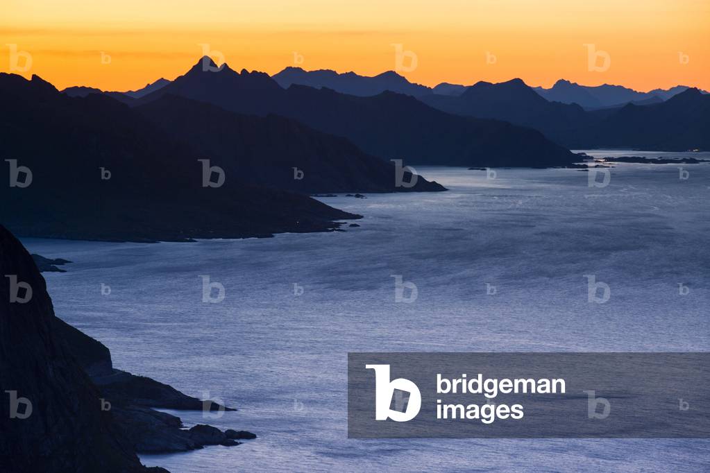 View of the Reinebringen mountain range, Norway