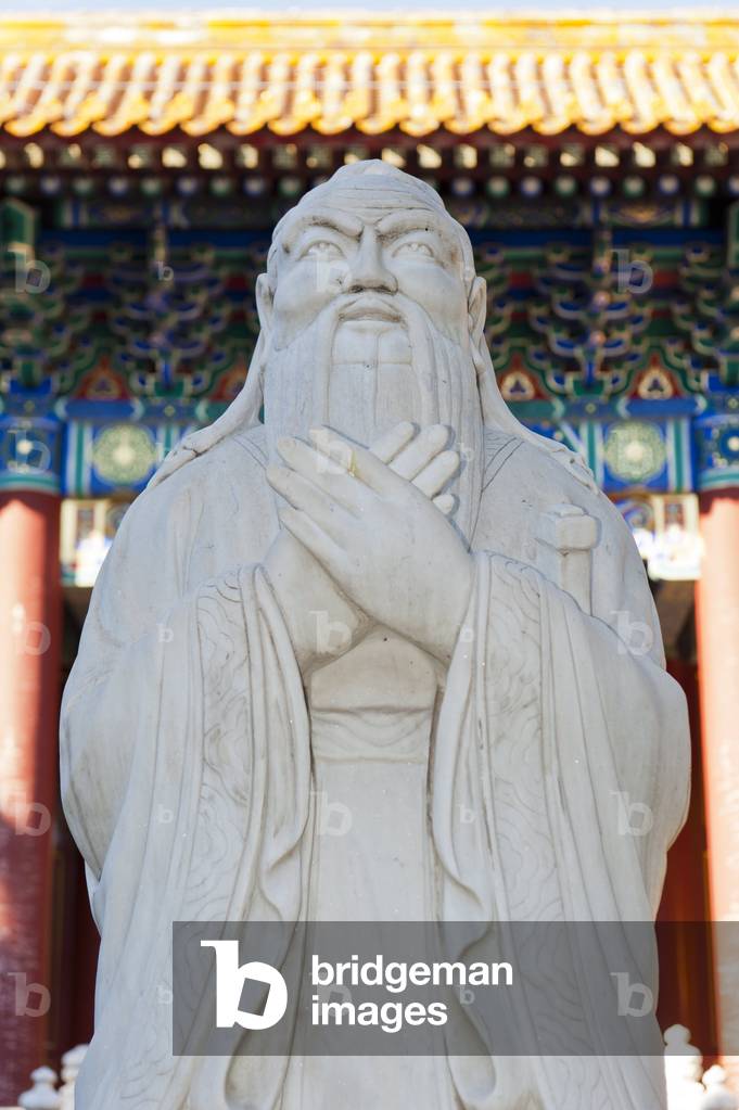 Marble statue; philosopher; Confucius Temple; Beijing; People's Republic of China