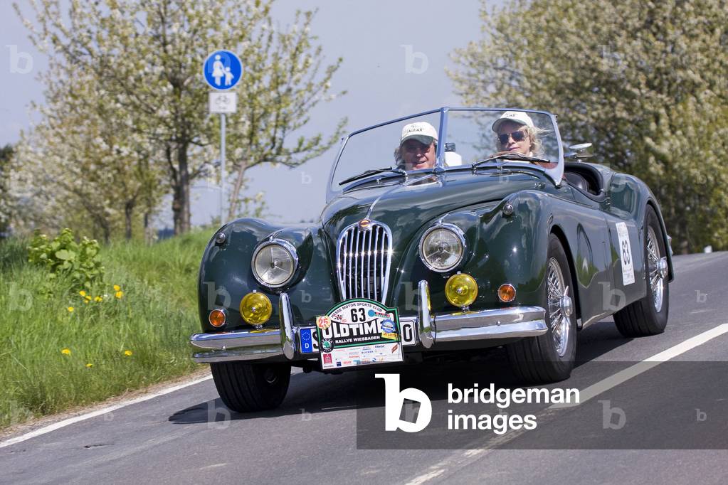 Jaguar XK 140, year of manufacture 1955, Oldtimer Ralley Wiesbaden 2008, Hesse, Germany, Europe