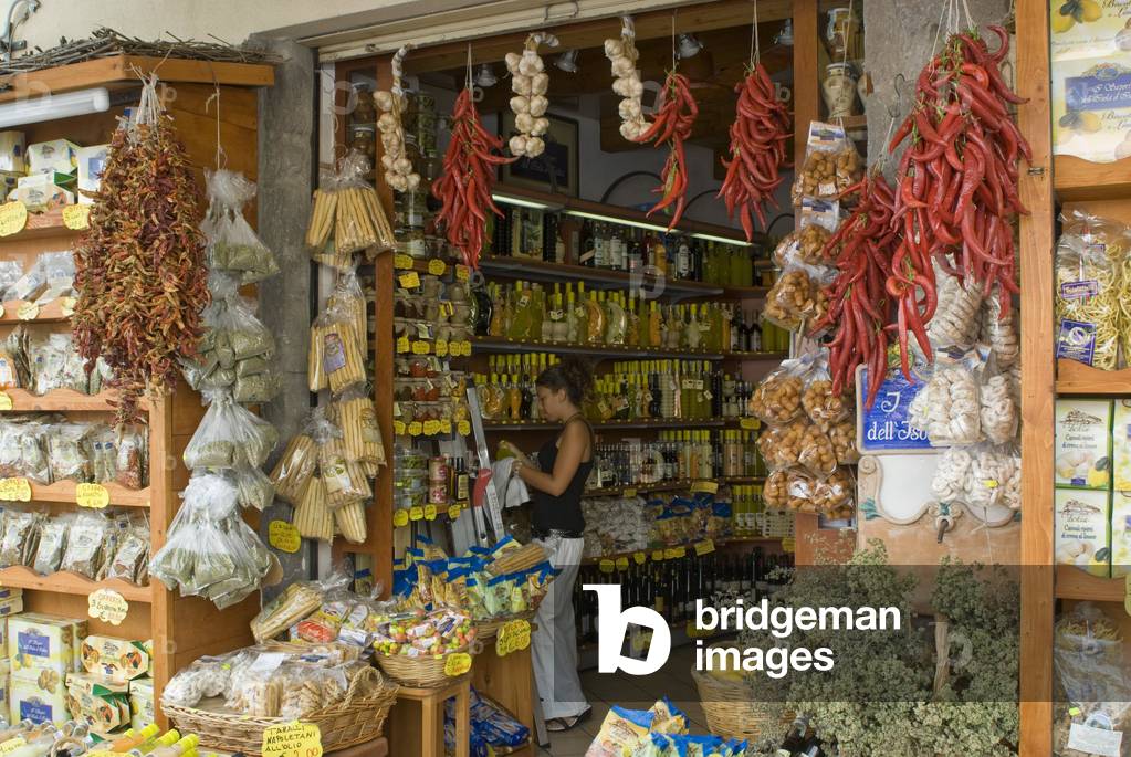 Shop selling spices, Forio, historic centre, Ischia Island, Campania, South Italy, Europe
