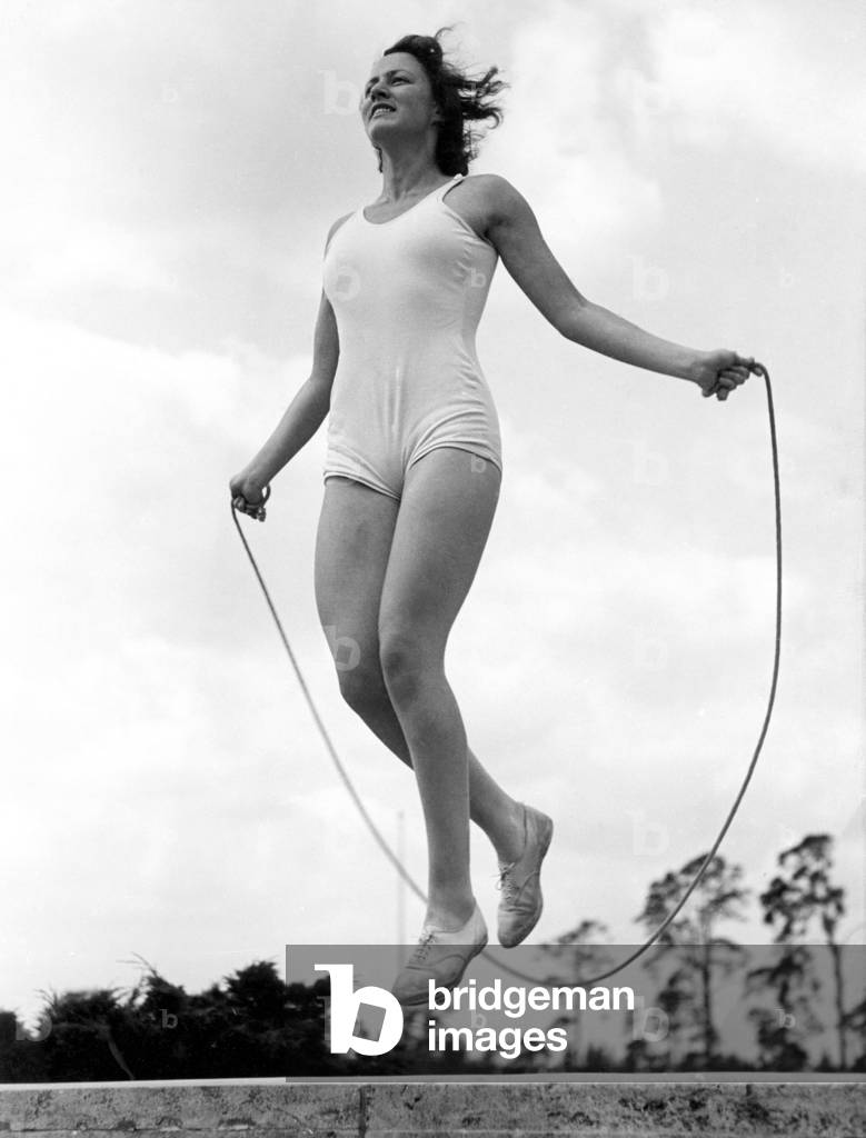 Sports Nazi period, Gymnastics woman with jumping rope. Photography around 1940