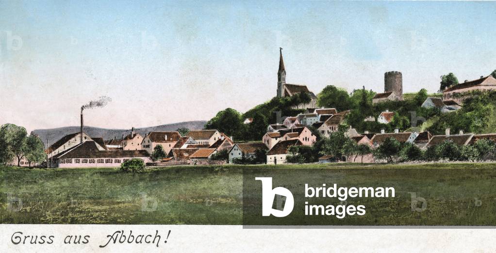 Postcard of the city of Bad Abbach on the Danube in Baviere, Germany. 1900