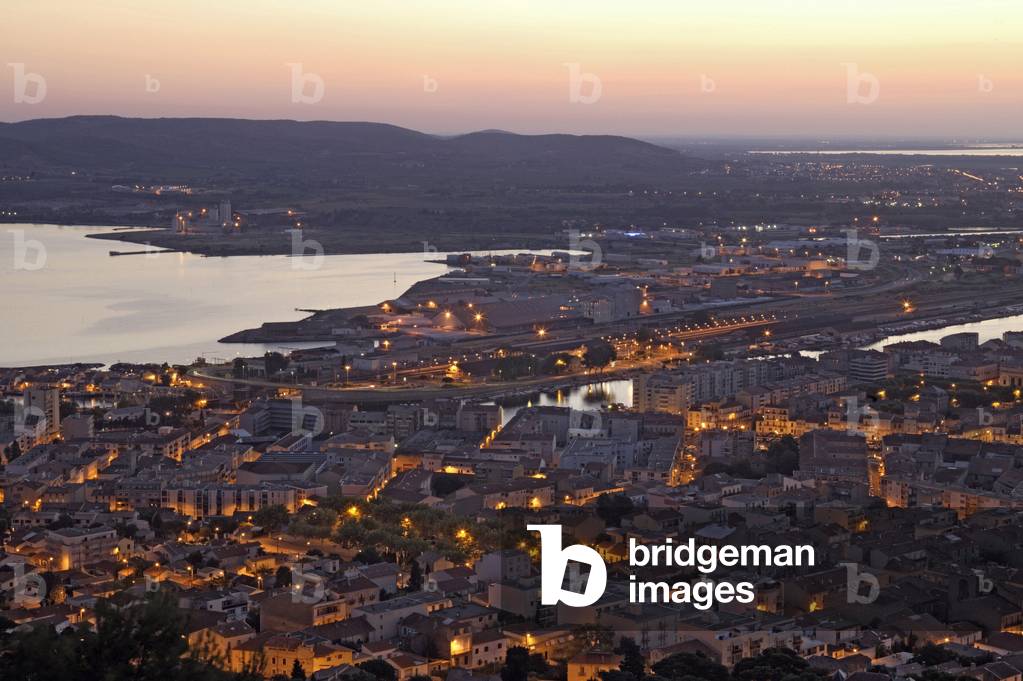 Night view of Sete, Languedoc-Roussillon, France