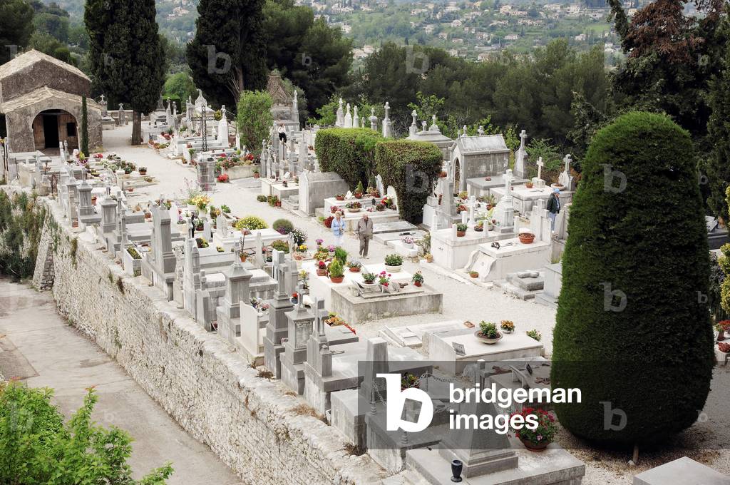 Cemetery, Saint-Paul-de-Vence (Saint Paul de Vence), Alpes-Maritimes (Alpes Maritimes), Provence-Alpes-Cote d'Azur (Provence Alpes Cote d'Azur), Southern France, France, Europe. Photography