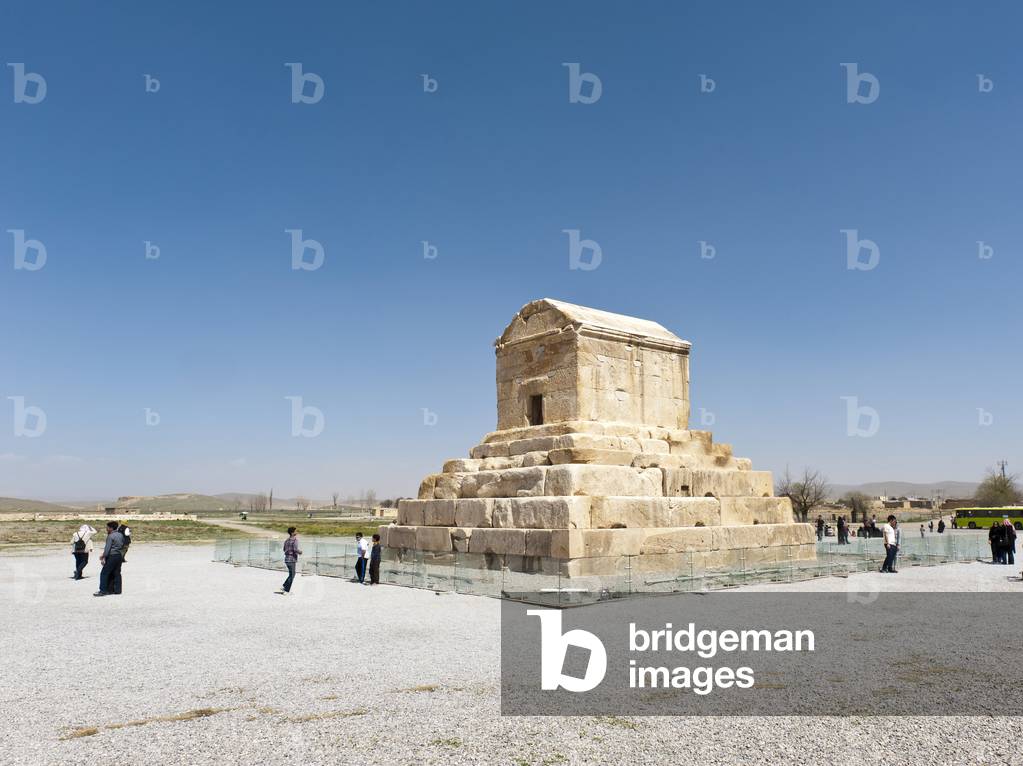 Tourists at the Tomb of Cyrus II; ancient Persian city Pasargadae; near Persepolis; Fars Province; Iran; Asia