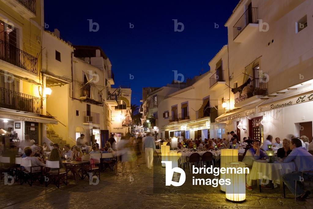 Restaurants in the historic center of Dalt Vila, Ibiza, Balearic Islands Spain