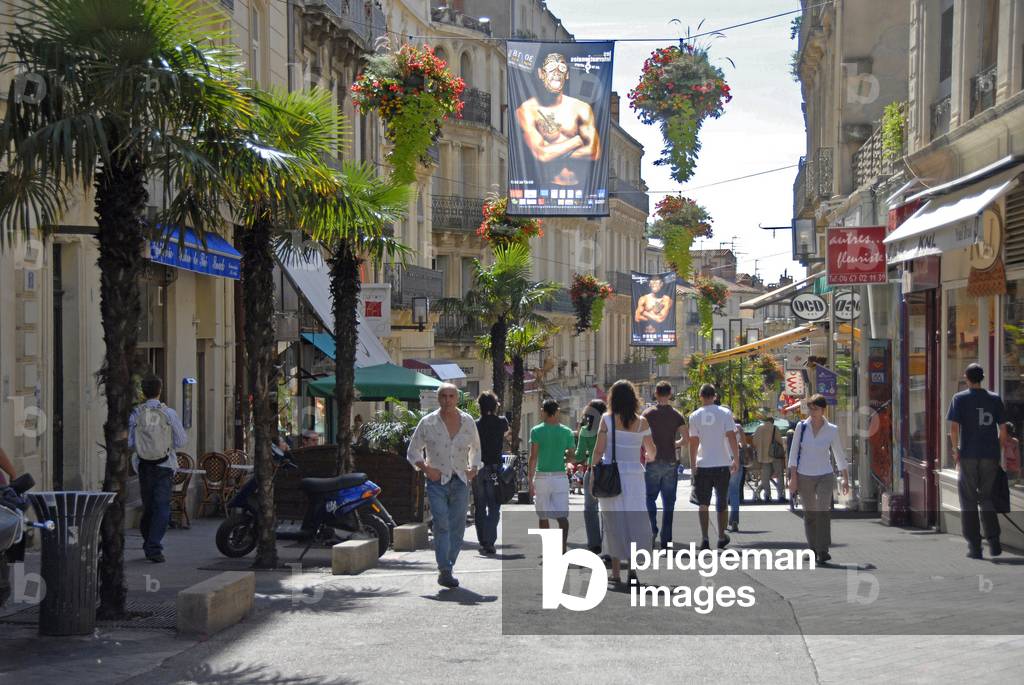 Pedestrian mall, historic city centre, Montpellier, Languedoc-Roussillon (Languedoc Roussillon), France, Europe. Photography