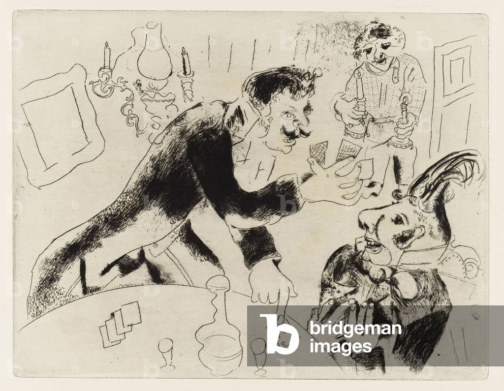 Carte da gioco o partito di carte Nasov e Chichikov (Anime morte, Piatto XXIV, Volume I) 1923-27-48