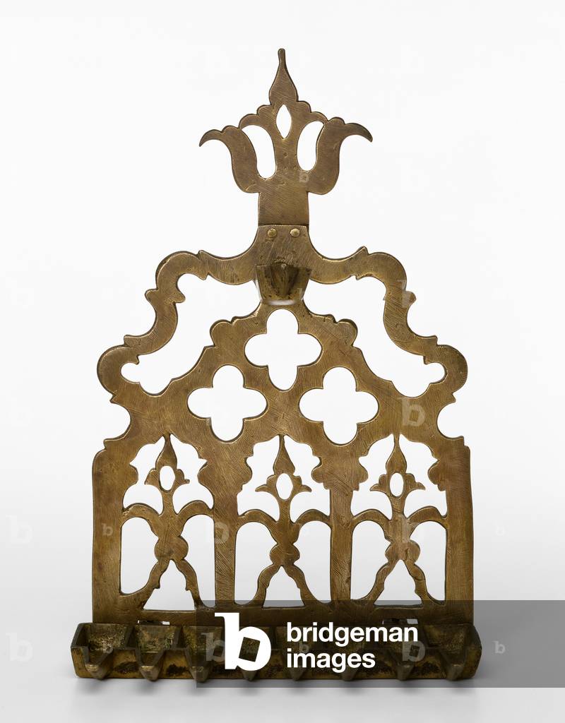 Hanukkah lamp, 17th-18th century (cast brass)