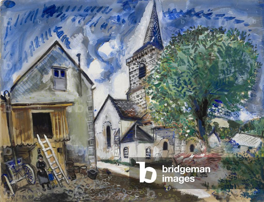 Image of Drawing depicting The Church at Chambon-sur-Lac, 1926 by Marc Chagall