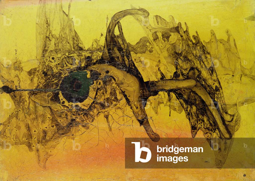 Spacial, 1952 (mixed media on masonite)