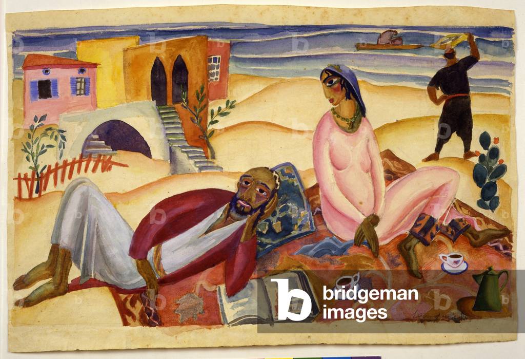 Couple on the Beach, 1920 (w/c)