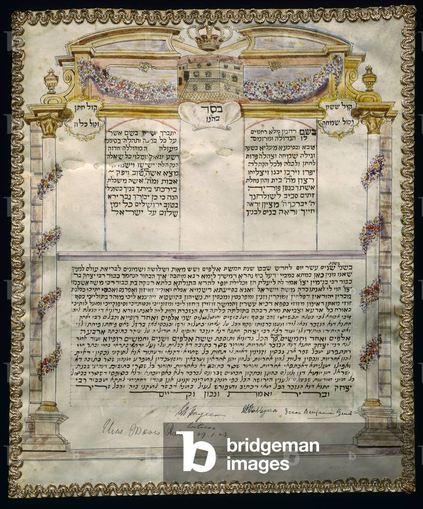 Marriage contract (ketubbah) Bombay, India, 1923 (pen & ink and w/c on parchment)