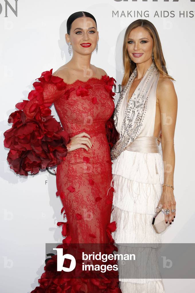 Katy Perry and Georgina Chapman attending the amfAR s Cinema Against Aids Gala during 69th Cannes Fi