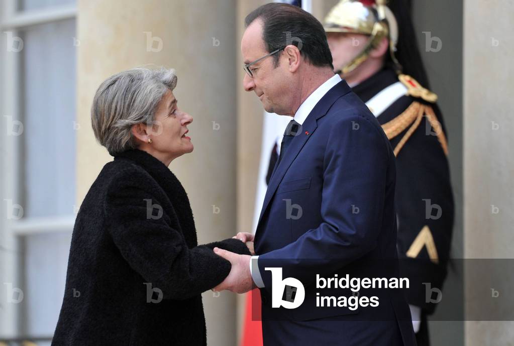 Irina Bokova et Francois Hollande
