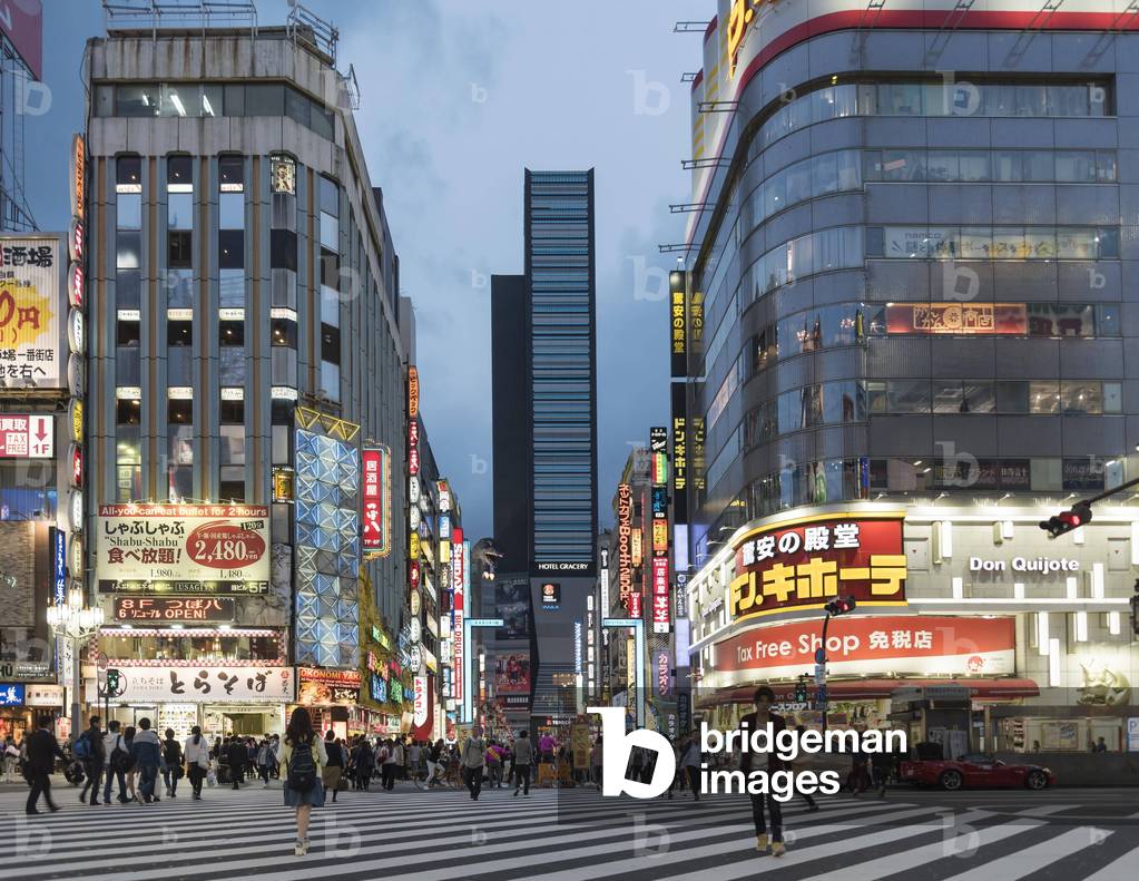 Kabukicho crossing at dark Shinjuku Tokyo Japan Asia Copyright ImageBreke