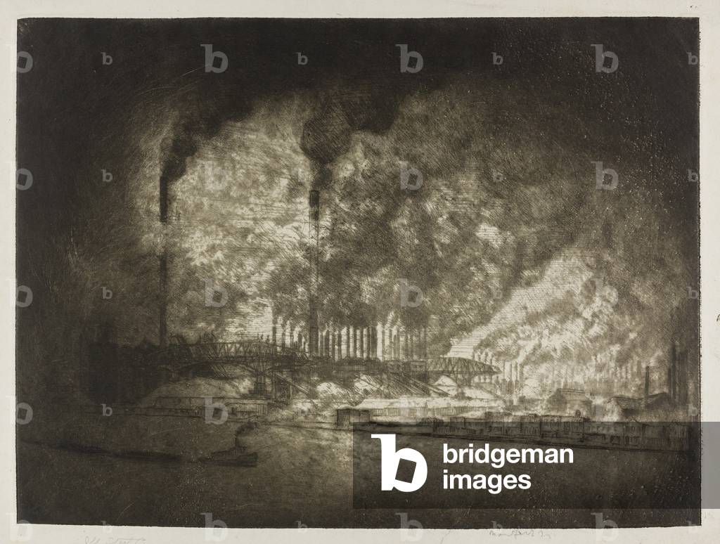 Chicago - The Illinois Steel Co., 92nd Street (etching on off-white wove paper)
