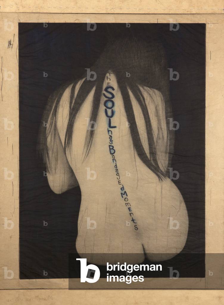 A Word Made Flesh...Back, 1994 (photo-litho, colour etching & aquatint on tea-stained mulberry paper, hand-sewn on buff wove paper)