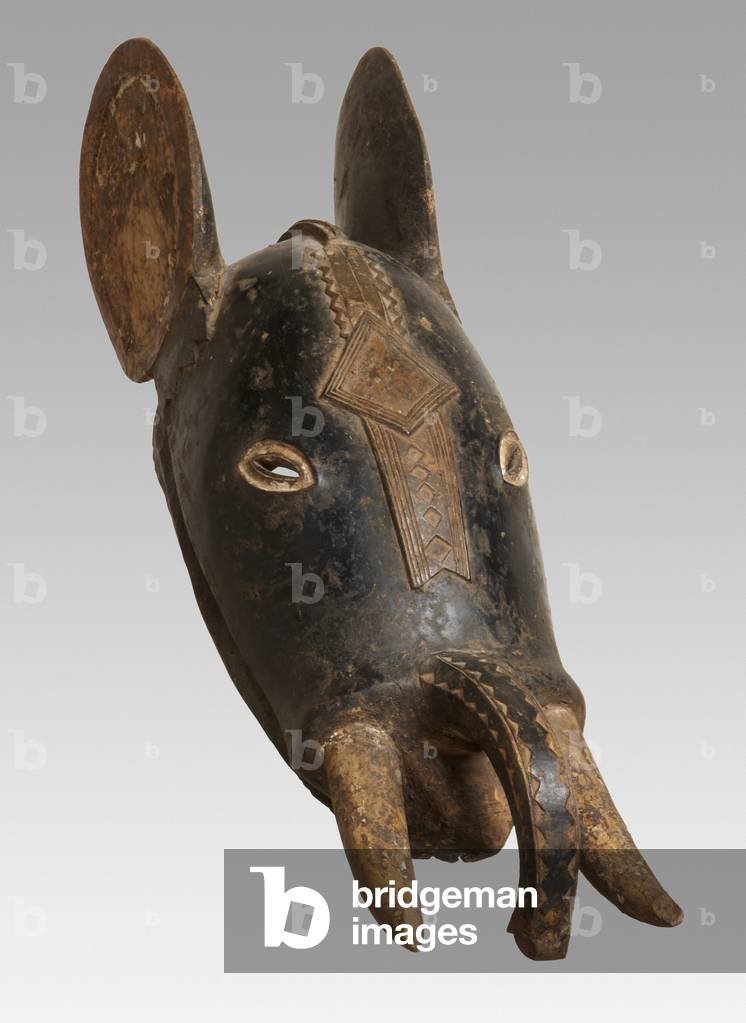 Elephant Mask (Vi), late 19th-early 20th century  (wood, kaolin, & pigment)