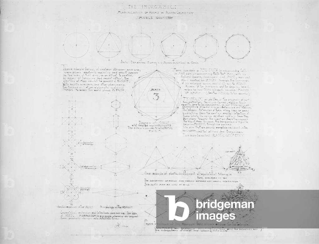 System of Architectural Ornament: Plate 3, The Inorganic, 1922-23 (graphite on strathmore paper)