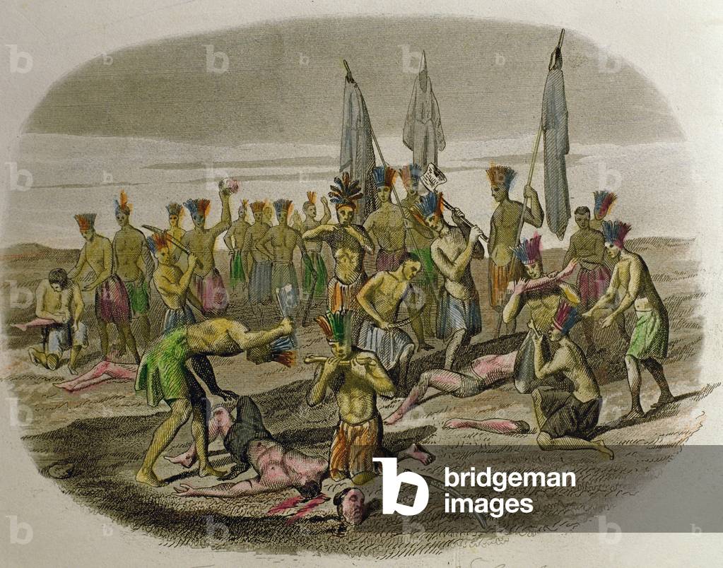 Bild von Gravur "Tote Franziskaner-Missionare", 1850 von Spanish School