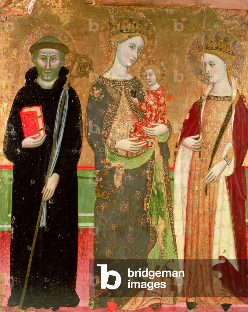 "la vergine e il bambino con san Olivia e san Benedetto", 14th Secolo di Master of Rubio