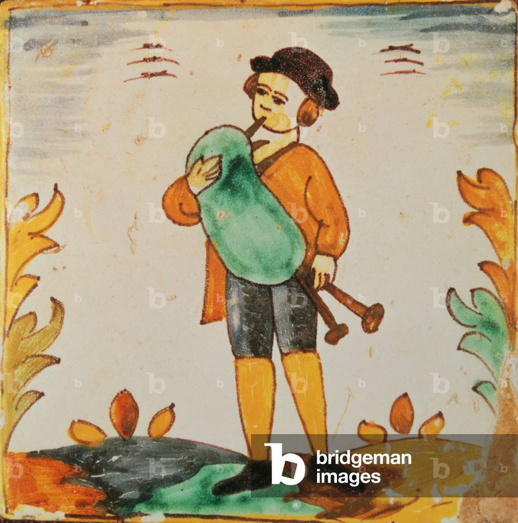 "131-0058549 Mann spielt die Bagpipes", 19. Jahrhundert