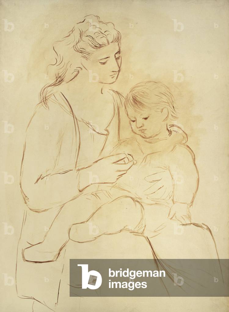 Mutter und Sohn, Porträt von Olga Picasso, 1922 (zeichnung)