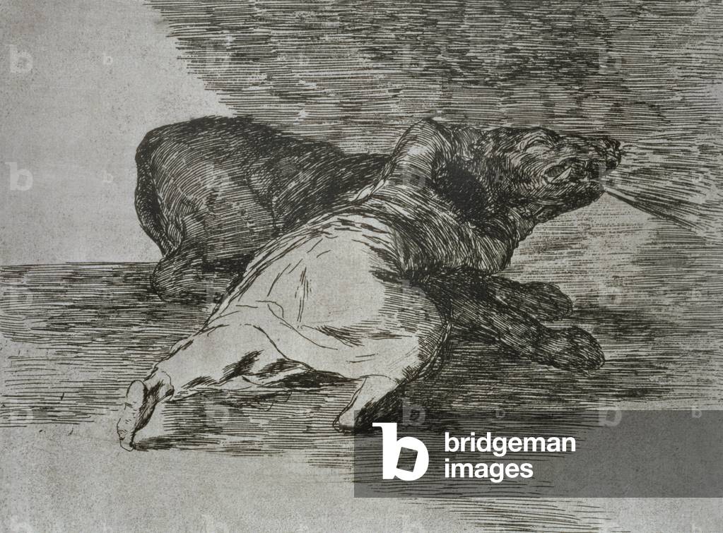 Er bekommt etwas aus ihm heraus, Teller 40 von 'The Disasters of War', 1810-14, Kneipe. 1863 (Ätzen)