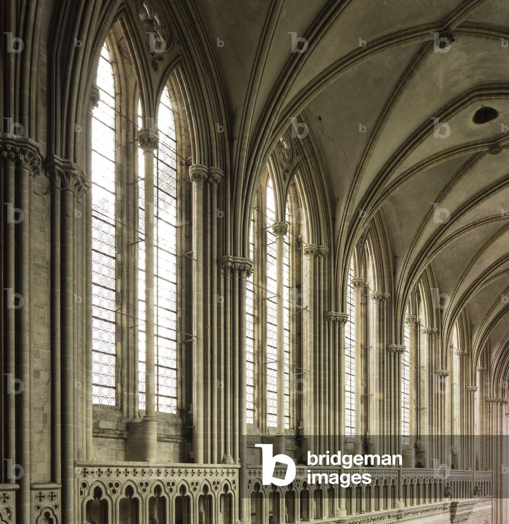 the large glass windows of the nave, cathedral of Saint Vincent de Bayeux