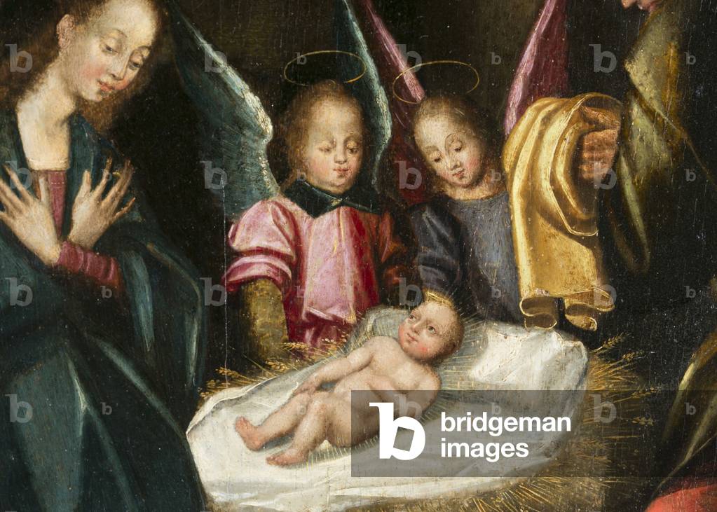 Nativity, detail. Triptych of Aubery, 1603 (painting on wood)