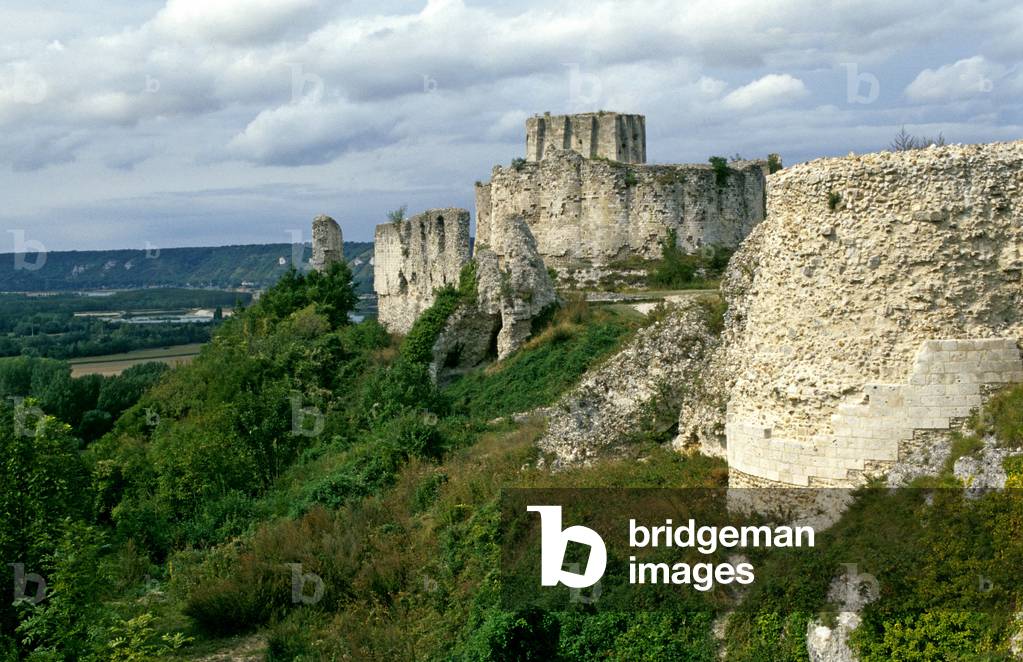 Chateau Gaillard, built by Richard Coeur de Lion (Richard I of England, 1157-1199) in 1196, in the Andelys (Eure, Upper Normandy). Photography 10/08/99.