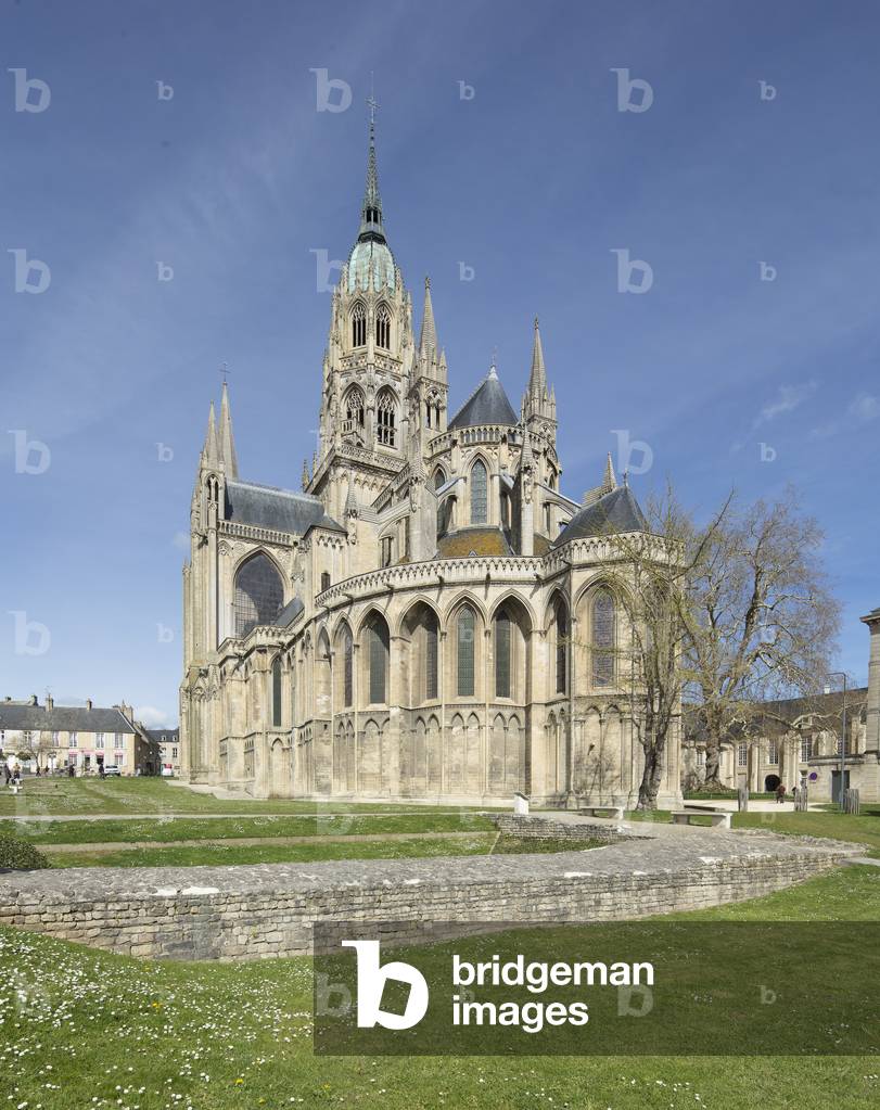 south side view and excavations in the foreground, Cathedral of Saint Vincent de Bayeux