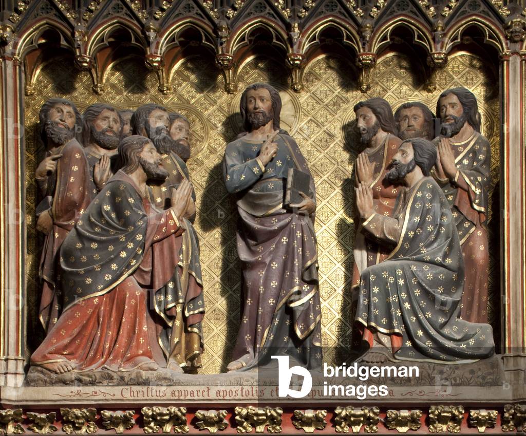 The southern fence of the Cathedrale Notre Dame de Paris presents the manifestations of Jesus resurrected: En Galilee Cathedrale Notre Dame de Paris - Paris 4 - XIIIth, XIIIth, XIXth, rehabilitation by Viollet-le-Duc -